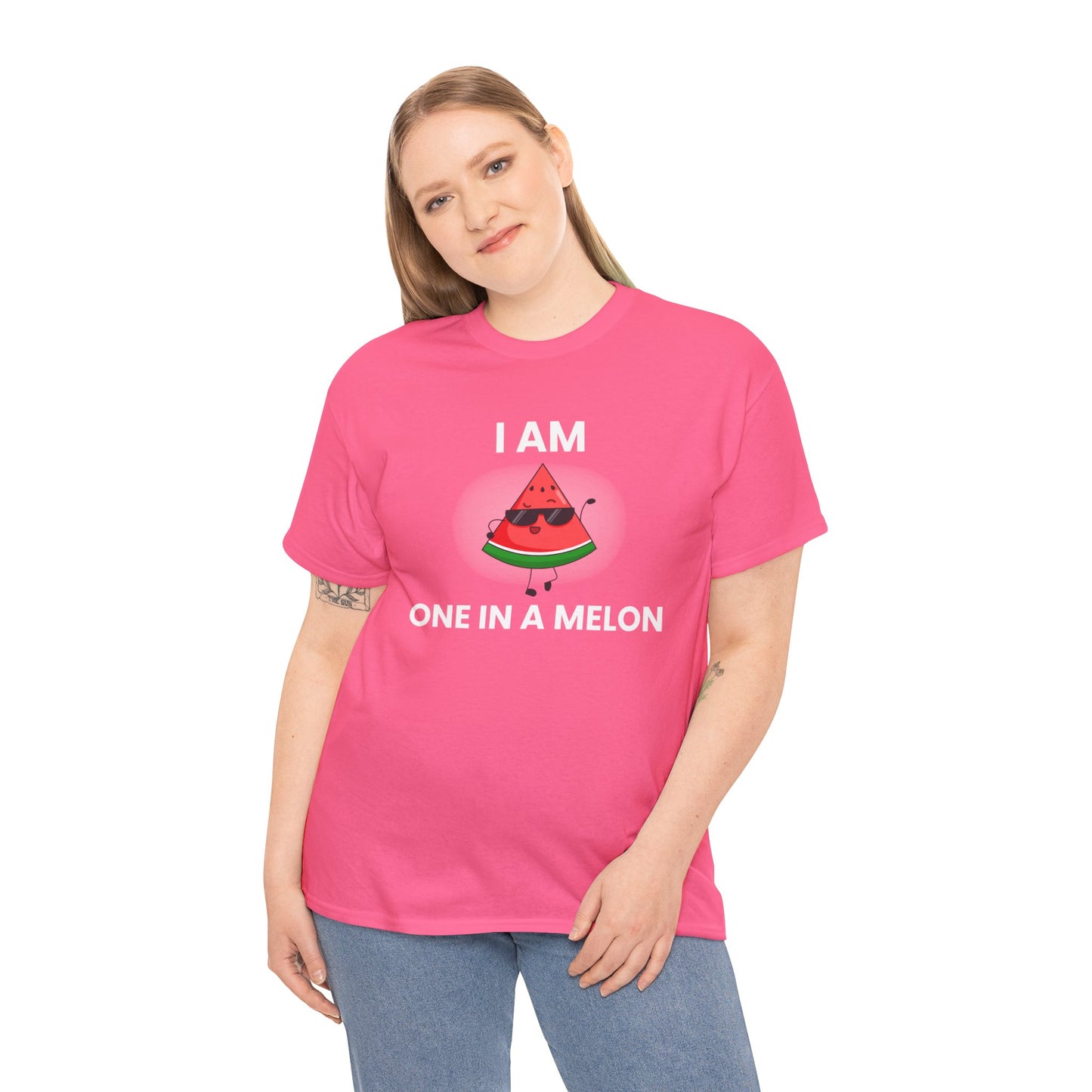 Funny Watermelon T-Shirt - I Am One in a Melon - Unisex Heavy Cotton Tee