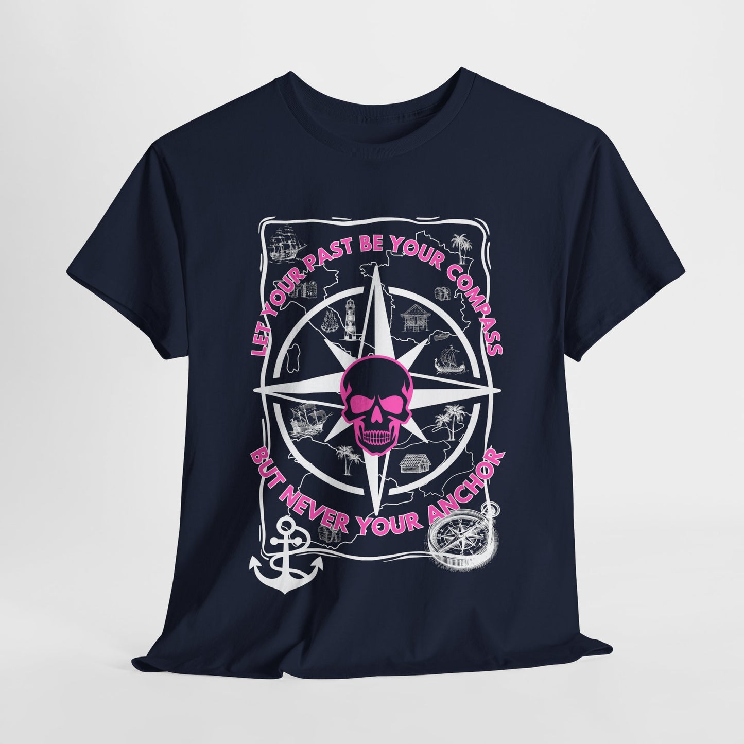 Graphic Tee - Edgy Skull Pink 'Don't Let Your Past Be Your Anchor'