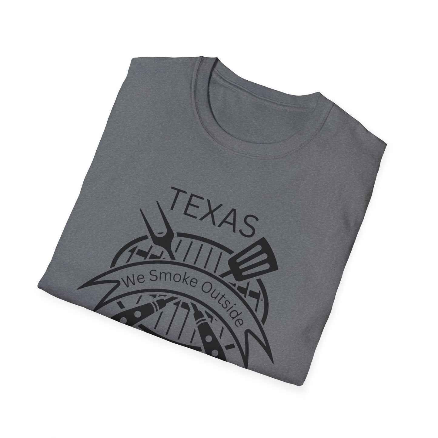 BBQ Lovers Unisex Softstyle T-Shirt - Texas 'We Smoke Outside' Design