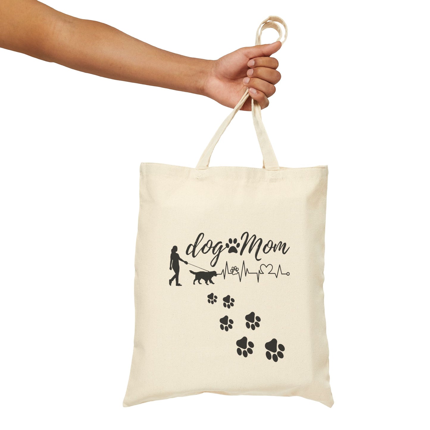 Dog Mom Cotton Canvas Tote Bag - Pet Lover's Eco-Friendly Bag