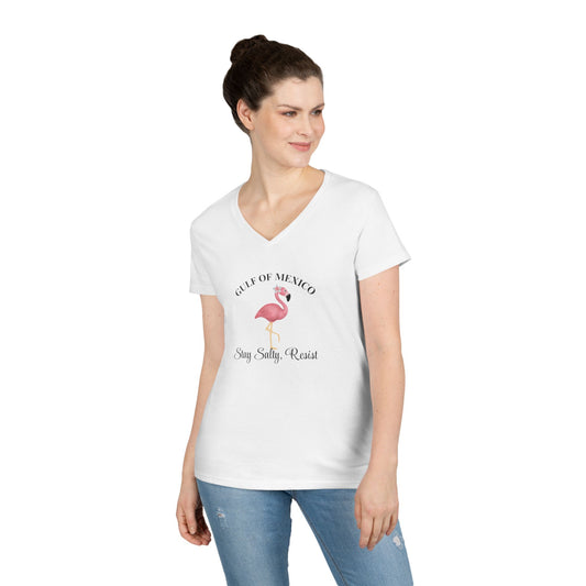 Ladies' V-Neck T-Shirt - Stay Salty, Resist | Gulf of Mexico Inspired Tee
