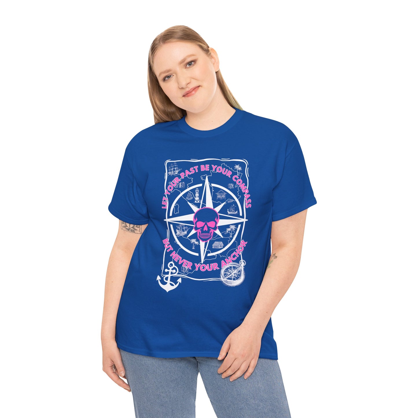 Graphic Tee - Edgy Skull Pink 'Don't Let Your Past Be Your Anchor'