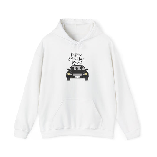 Caffeine, Car, Time Repeat Hoodie | Cozy Unisex Sweatshirt for Coffee Lovers