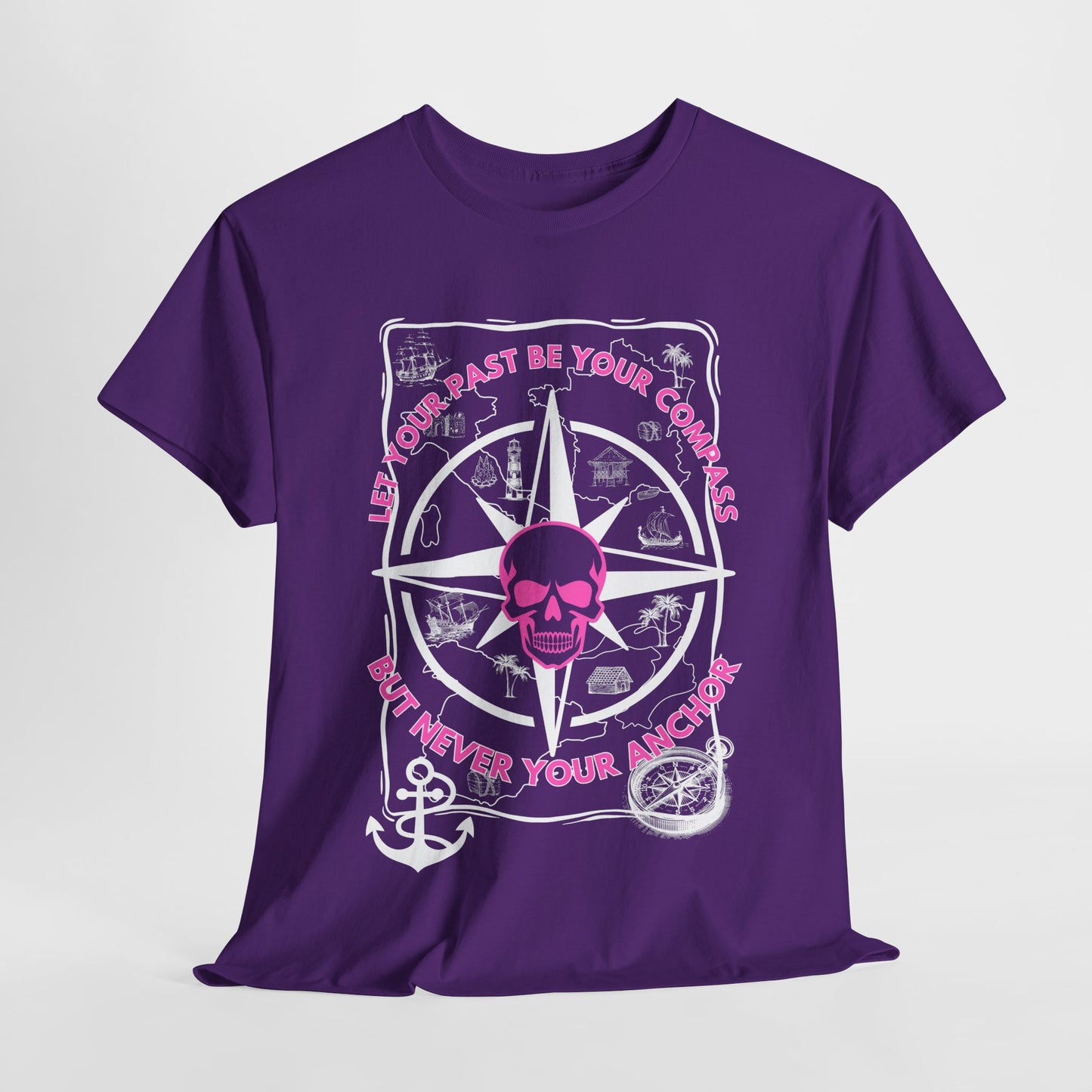 Graphic Tee - Edgy Skull Pink 'Don't Let Your Past Be Your Anchor'