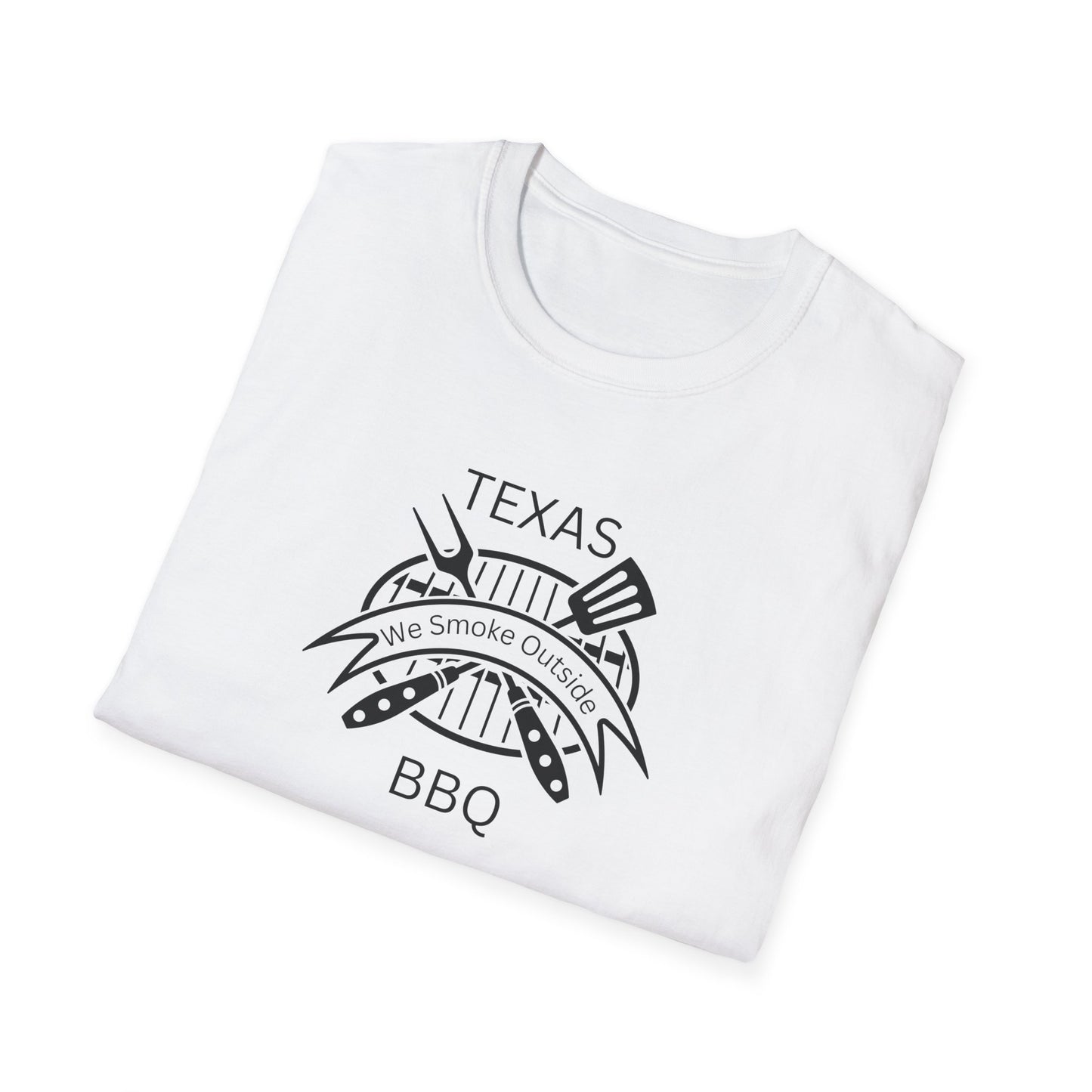 BBQ Lovers Unisex Softstyle T-Shirt - Texas 'We Smoke Outside' Design