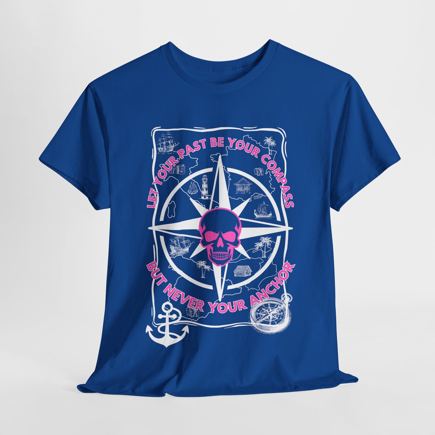 Graphic Tee - Edgy Skull Pink 'Don't Let Your Past Be Your Anchor'