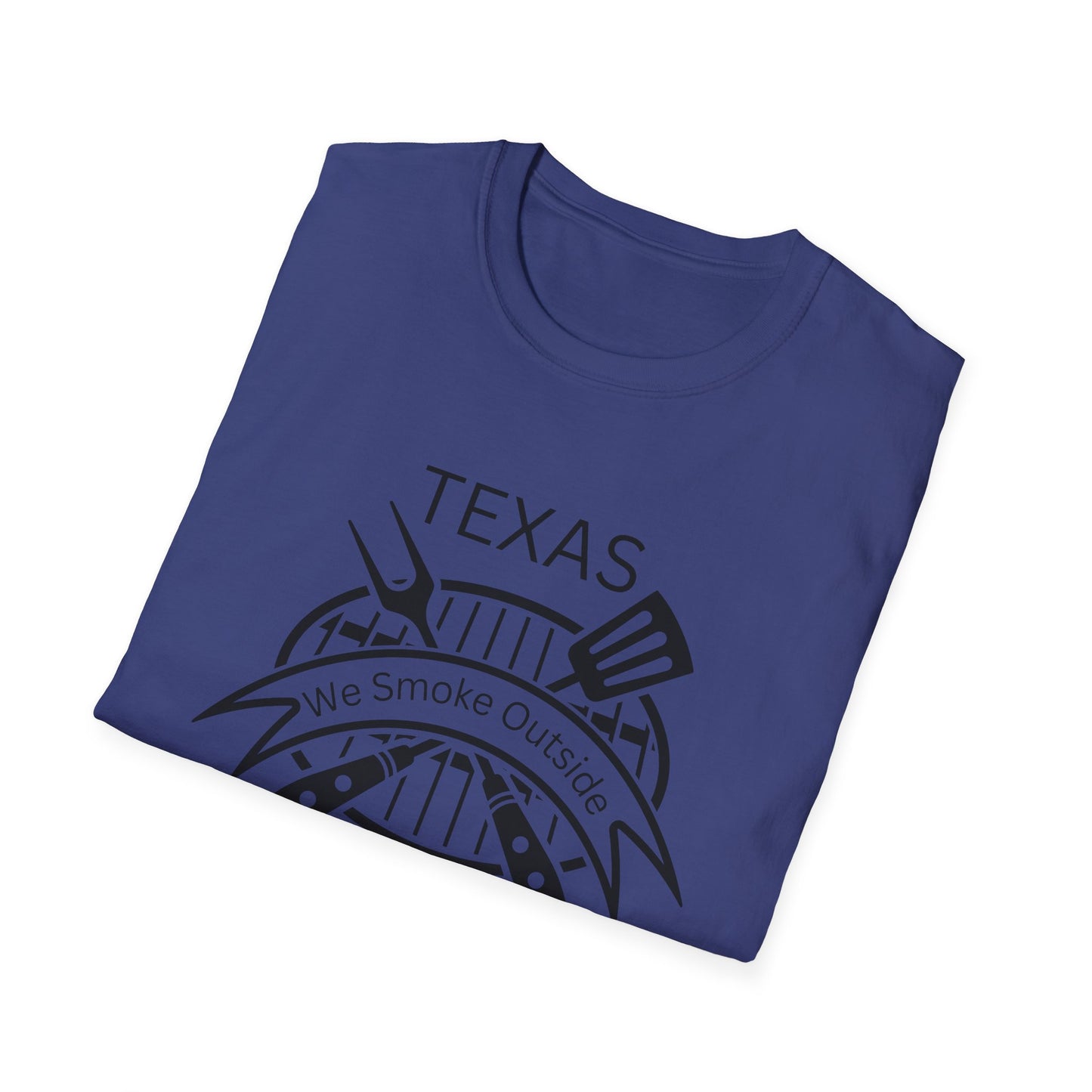BBQ Lovers Unisex Softstyle T-Shirt - Texas 'We Smoke Outside' Design