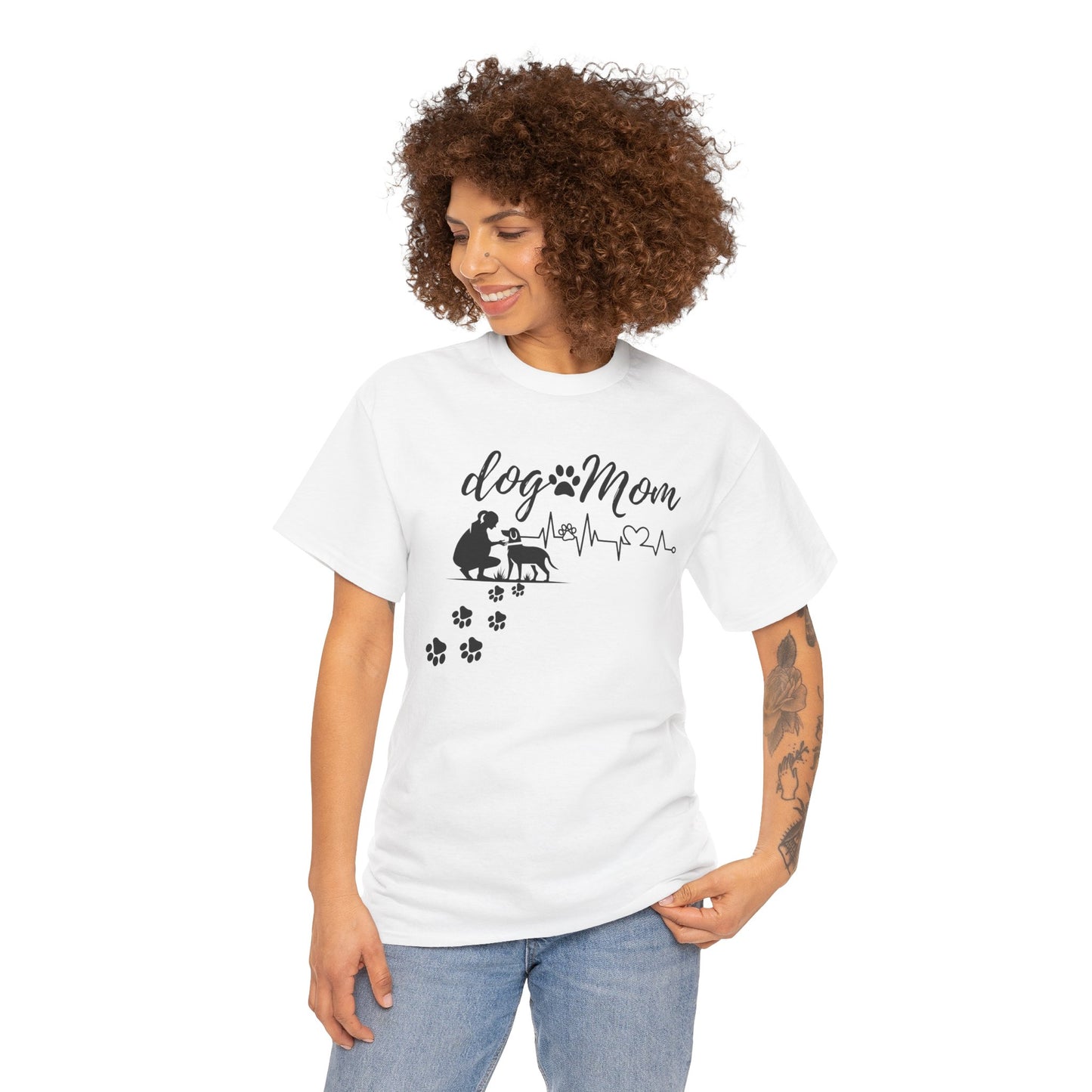 Cute Dog Mom Unisex Heavy Cotton Tee - Perfect Gift for Dog Lovers