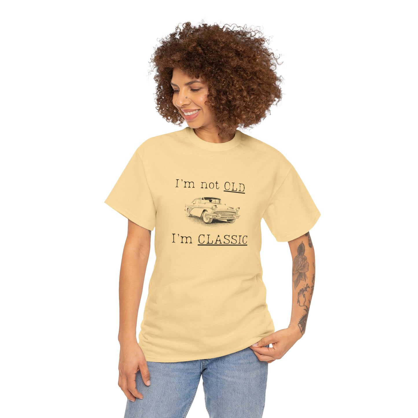 Vintage Car Classic Tee - "I'm Not OLD I'm CLASSIC" Unisex Heavy Cotton T-Shirt