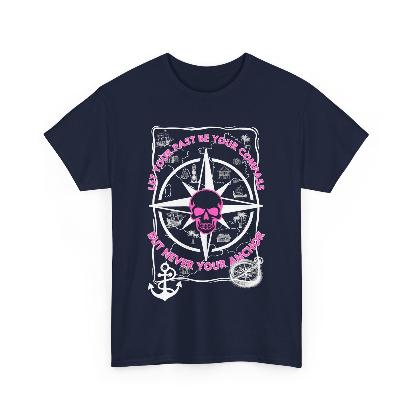 Graphic Tee - Edgy Skull Pink 'Don't Let Your Past Be Your Anchor'