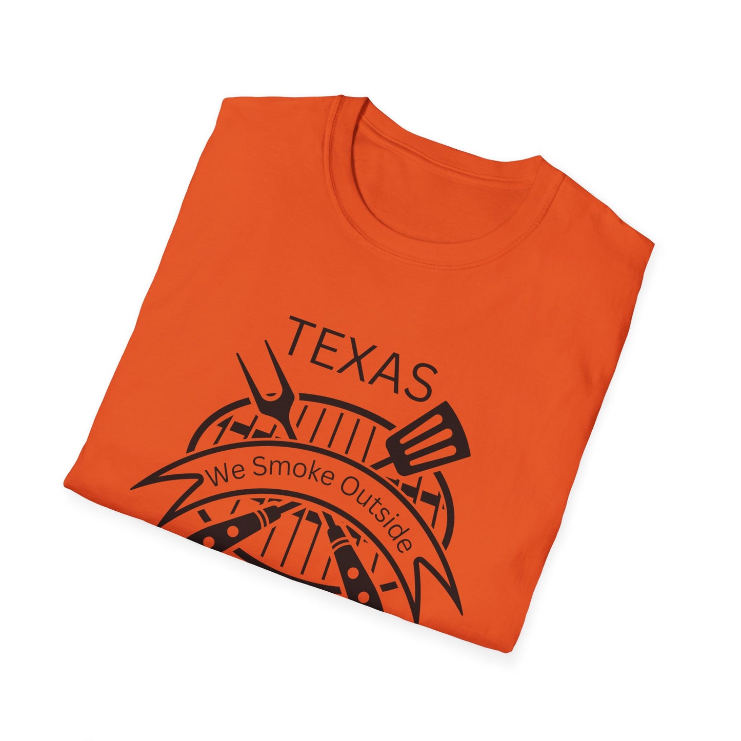 BBQ Lovers Unisex Softstyle T-Shirt - Texas 'We Smoke Outside' Design