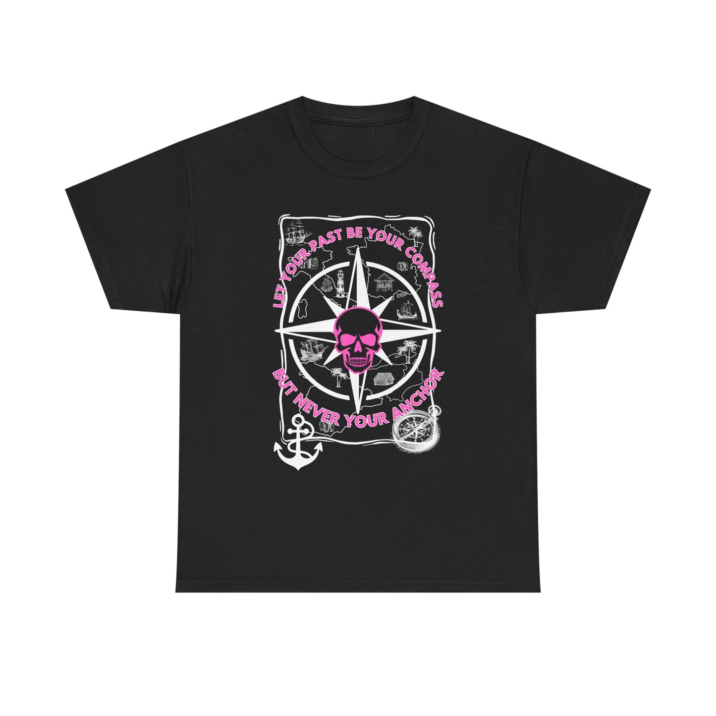 Graphic Tee - Edgy Skull Pink 'Don't Let Your Past Be Your Anchor'