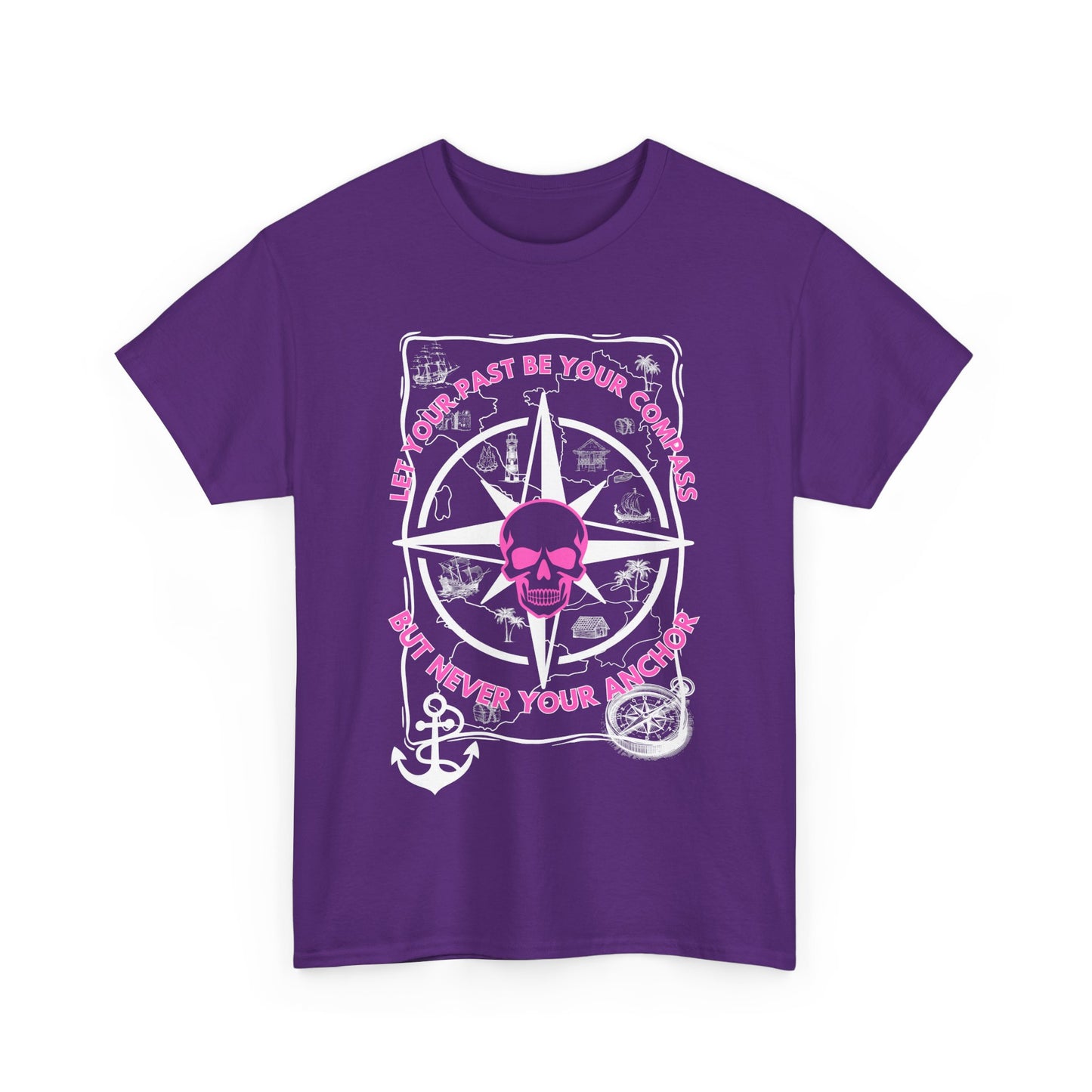 Graphic Tee - Edgy Skull Pink 'Don't Let Your Past Be Your Anchor'
