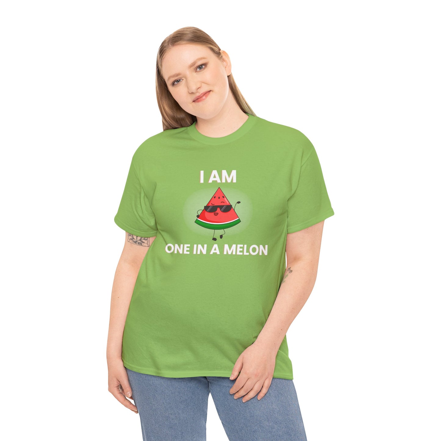 Funny Watermelon T-Shirt - I Am One in a Melon - Unisex Heavy Cotton Tee