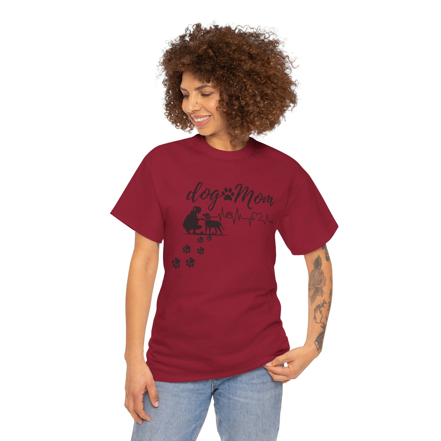 Cute Dog Mom Unisex Heavy Cotton Tee - Perfect Gift for Dog Lovers