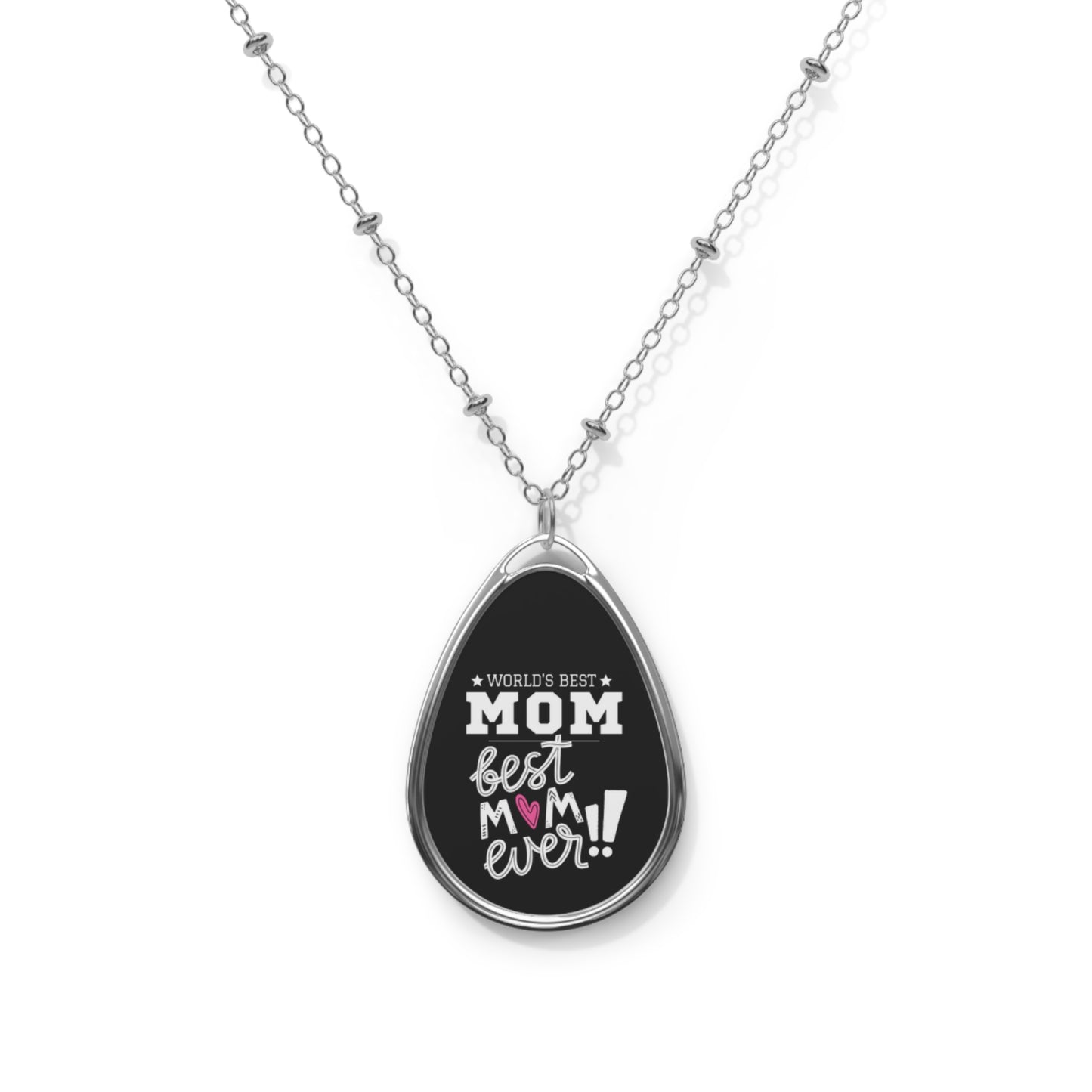 Mother's Day / World's Best Mom Necklace - Oval Pendant Jewelry Gift for Mother's Day