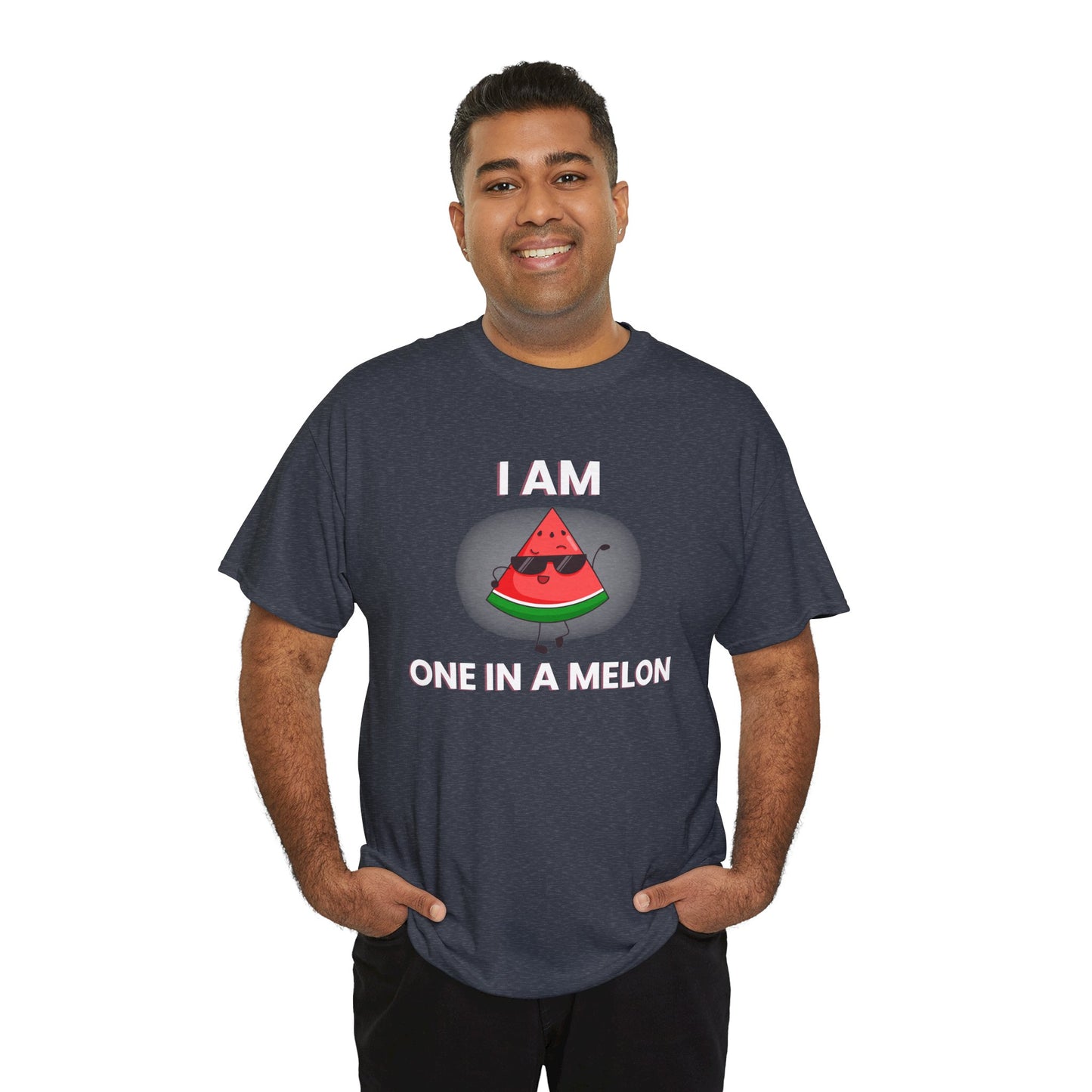 Funny Watermelon T-Shirt - I Am One in a Melon - Unisex Heavy Cotton Tee