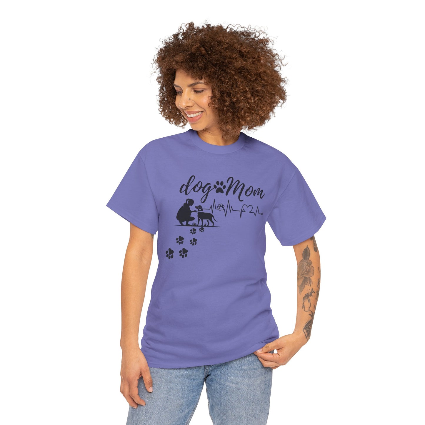 Cute Dog Mom Unisex Heavy Cotton Tee - Perfect Gift for Dog Lovers