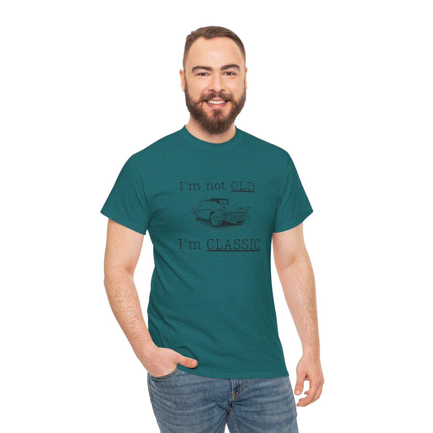 Vintage Car Classic Tee - "I'm Not OLD I'm CLASSIC" Unisex Heavy Cotton T-Shirt