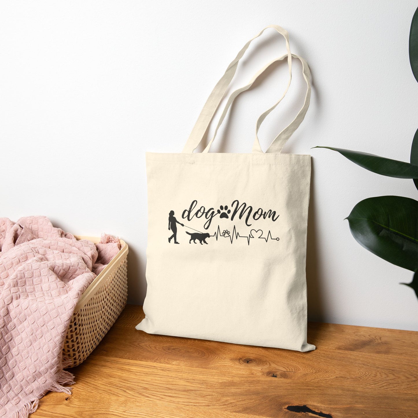 Dog Mom Cotton Canvas Tote Bag - Pet Lover's Eco-Friendly Bag