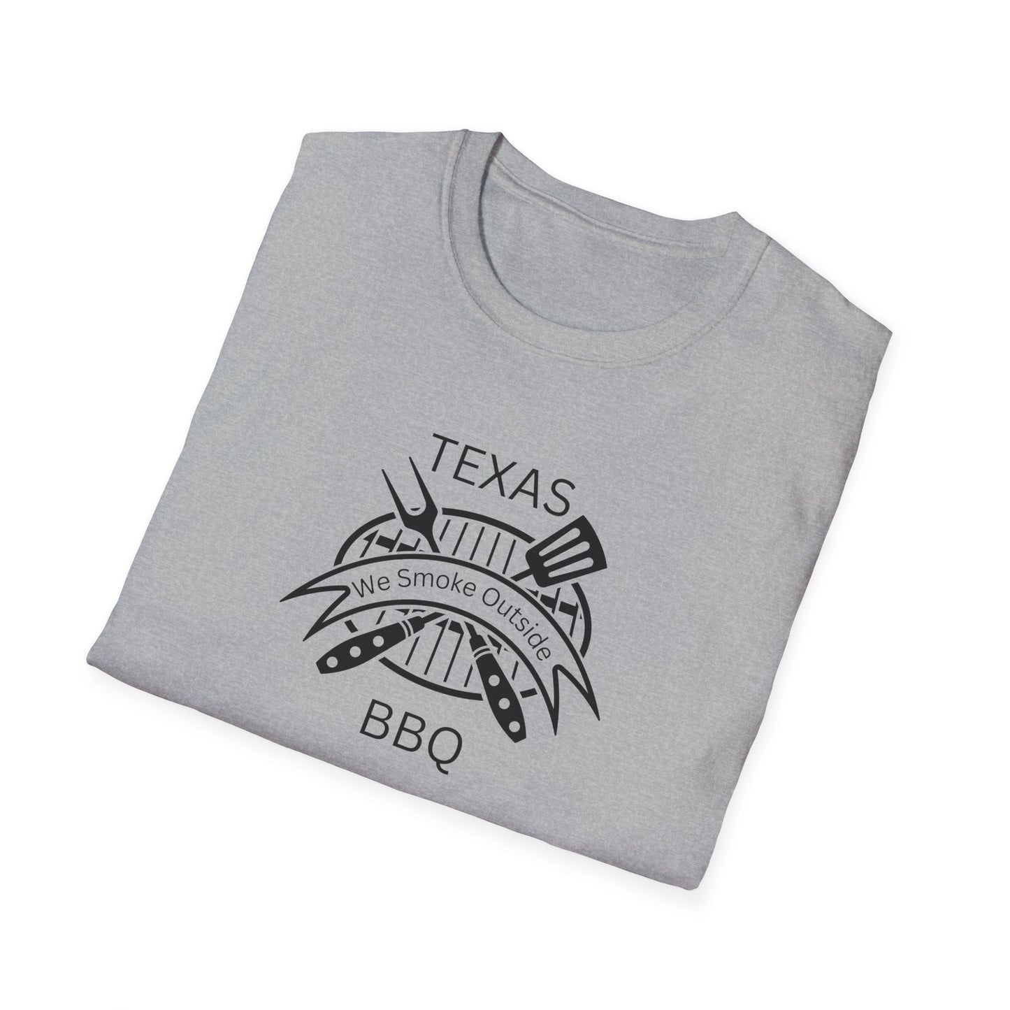BBQ Lovers Unisex Softstyle T-Shirt - Texas 'We Smoke Outside' Design