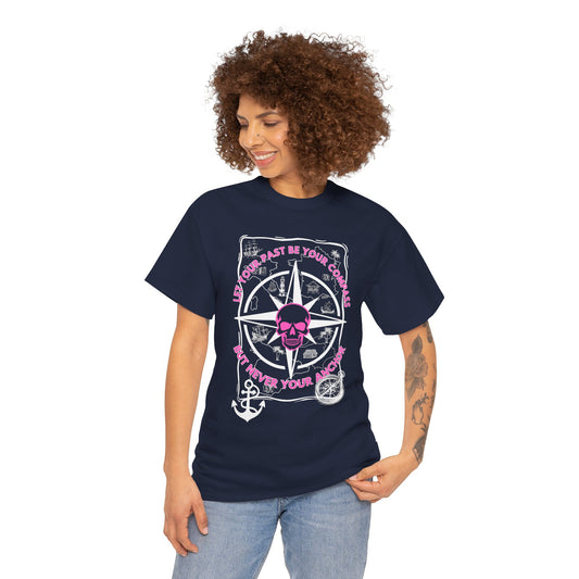 Graphic Tee - Edgy Skull Pink 'Don't Let Your Past Be Your Anchor'