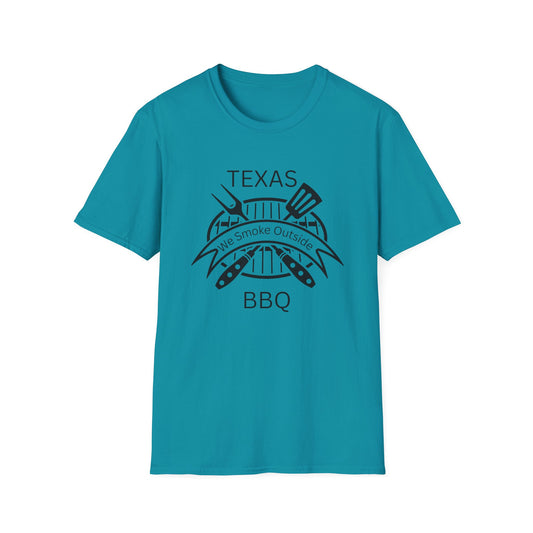 BBQ Lovers Unisex Softstyle T-Shirt - Texas 'We Smoke Outside' Design