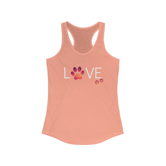 'Love' Paw Print Women's Ideal Racerback Tank - Perfect for Animal Lovers