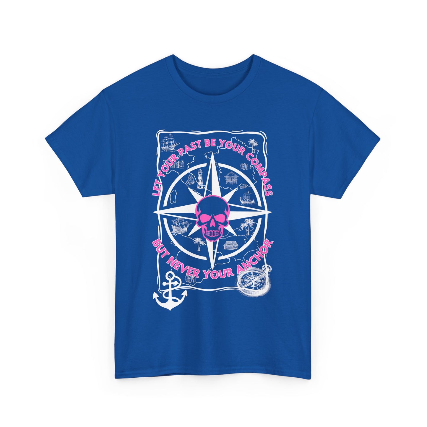 Graphic Tee - Edgy Skull Pink 'Don't Let Your Past Be Your Anchor'