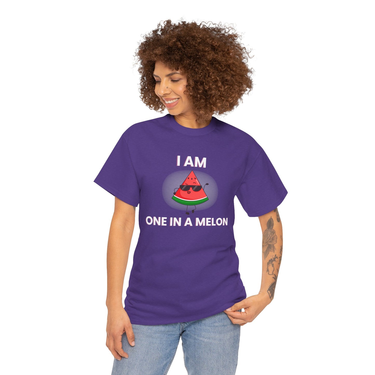 Funny Watermelon T-Shirt - I Am One in a Melon - Unisex Heavy Cotton Tee