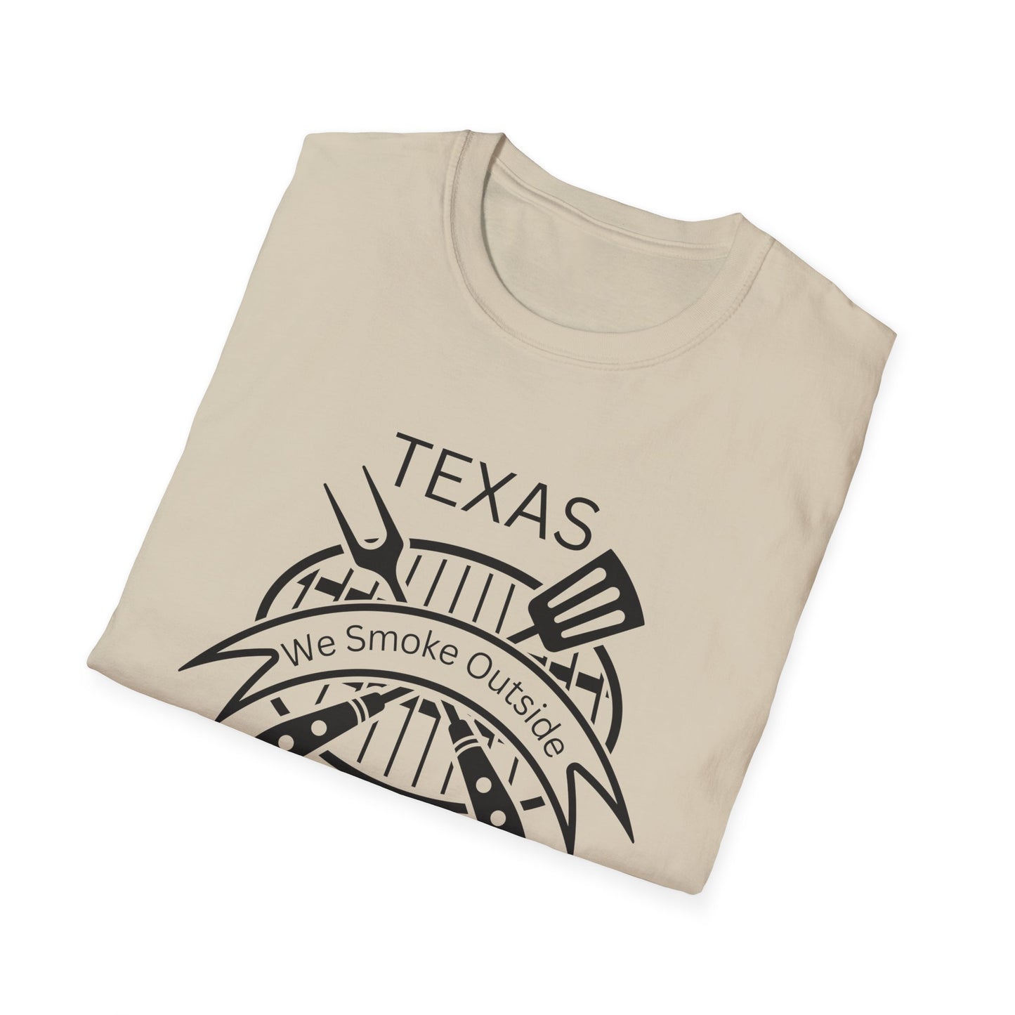 BBQ Lovers Unisex Softstyle T-Shirt - Texas 'We Smoke Outside' Design