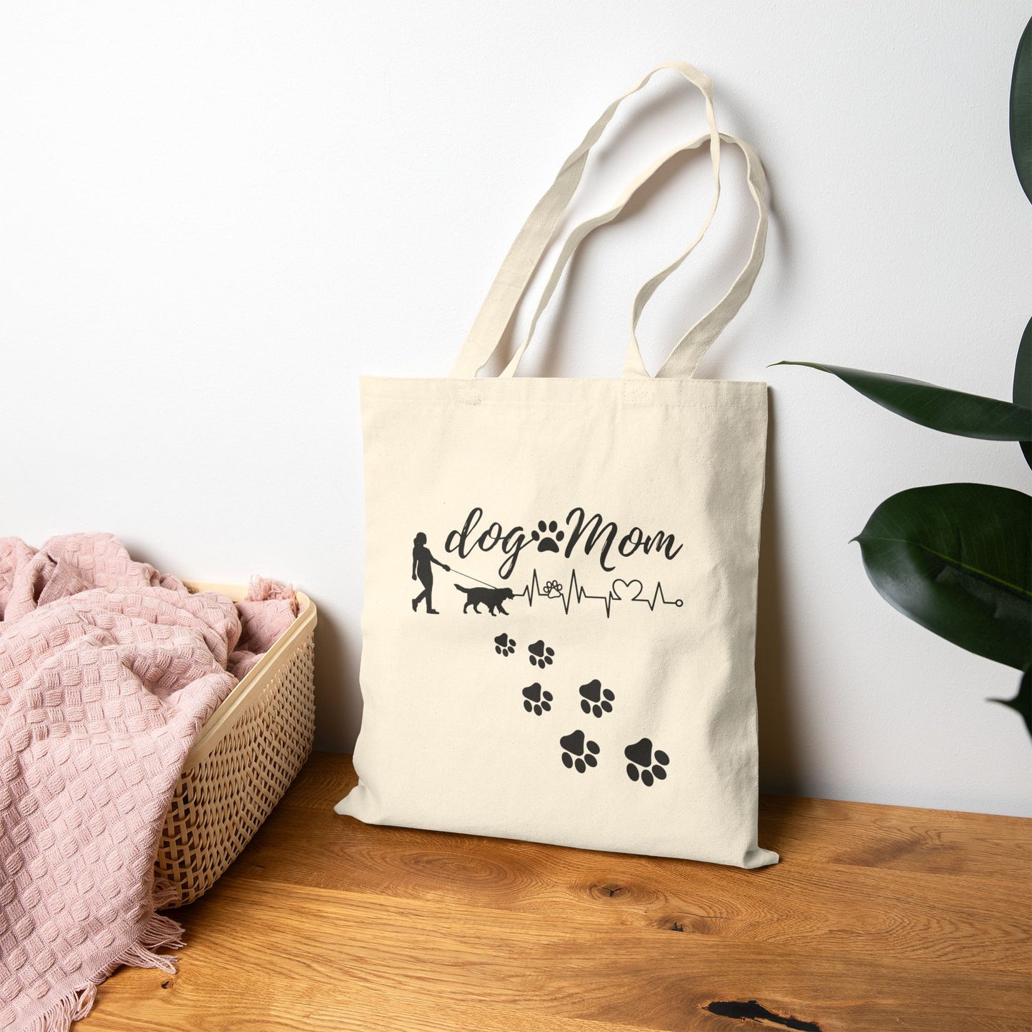 Dog Mom Cotton Canvas Tote Bag - Pet Lover's Eco-Friendly Bag