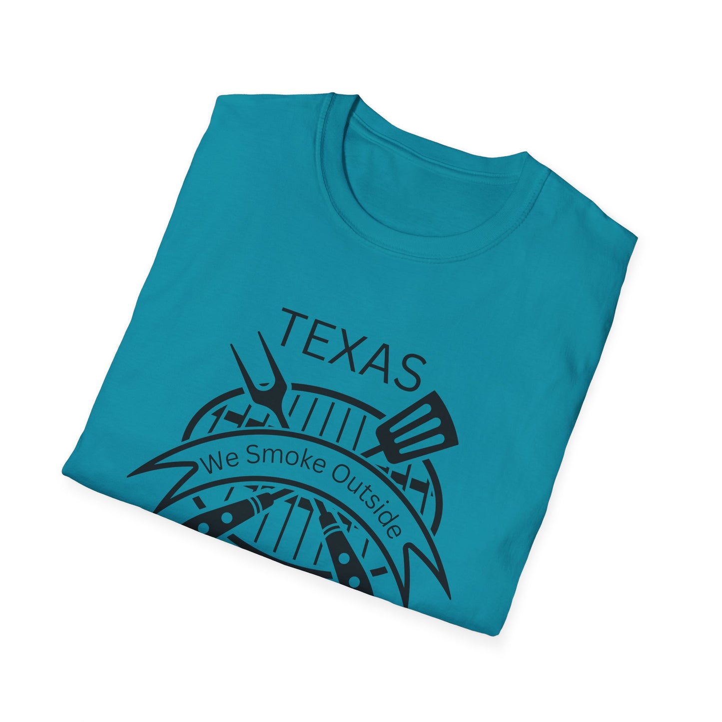 BBQ Lovers Unisex Softstyle T-Shirt - Texas 'We Smoke Outside' Design