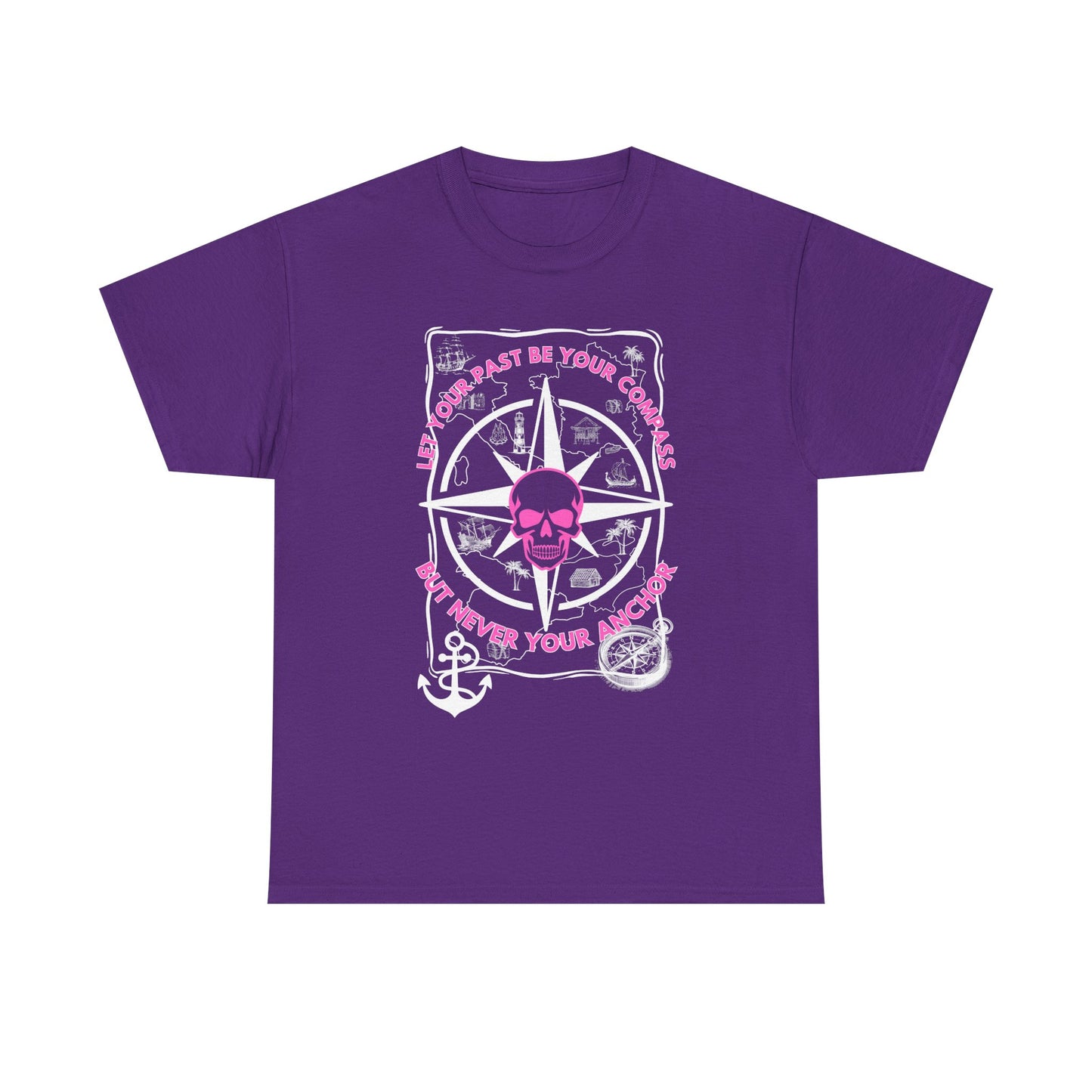 Graphic Tee - Edgy Skull Pink 'Don't Let Your Past Be Your Anchor'