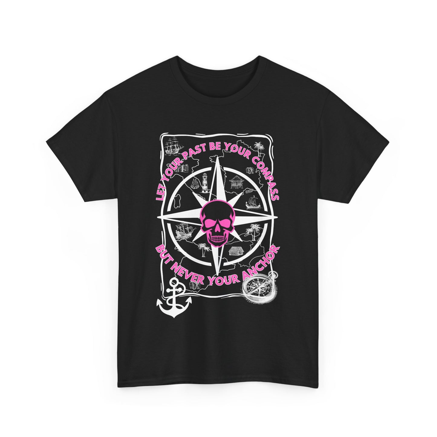 Graphic Tee - Edgy Skull Pink 'Don't Let Your Past Be Your Anchor'