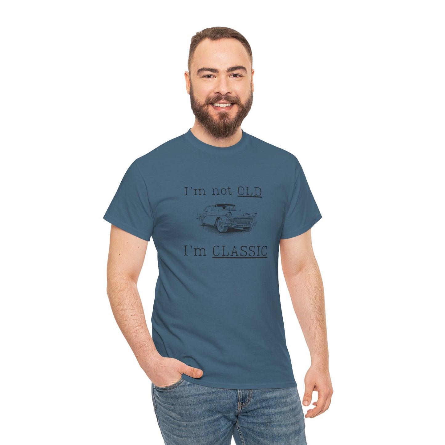 Vintage Car Classic Tee - "I'm Not OLD I'm CLASSIC" Unisex Heavy Cotton T-Shirt
