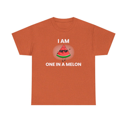 Funny Watermelon T-Shirt - I Am One in a Melon - Unisex Heavy Cotton Tee