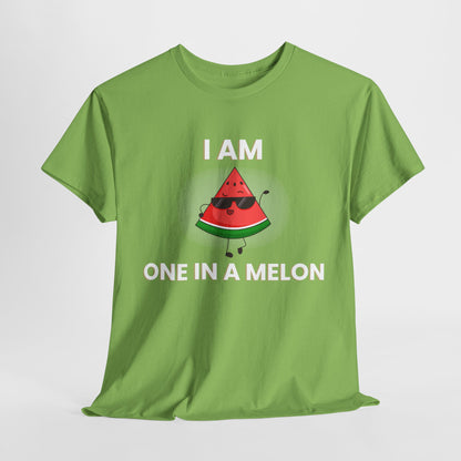 Funny Watermelon T-Shirt - I Am One in a Melon - Unisex Heavy Cotton Tee