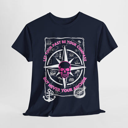 Graphic Tee - Edgy Skull Pink 'Don't Let Your Past Be Your Anchor'