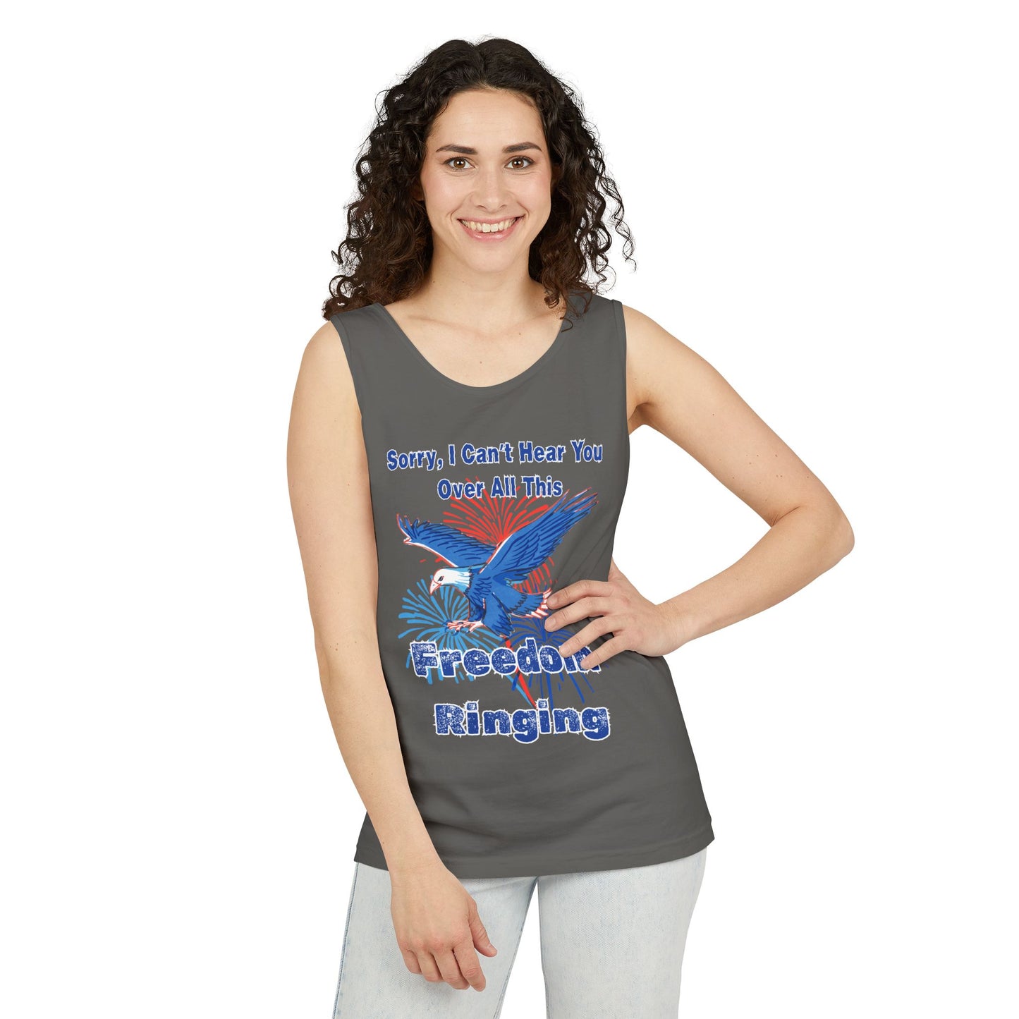Patriotic Freedom Tank Top - Unisex Garment-Dyed Design for Summer Celebrations