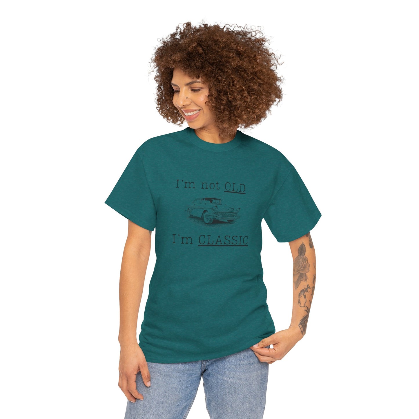 Vintage Car Classic Tee - "I'm Not OLD I'm CLASSIC" Unisex Heavy Cotton T-Shirt
