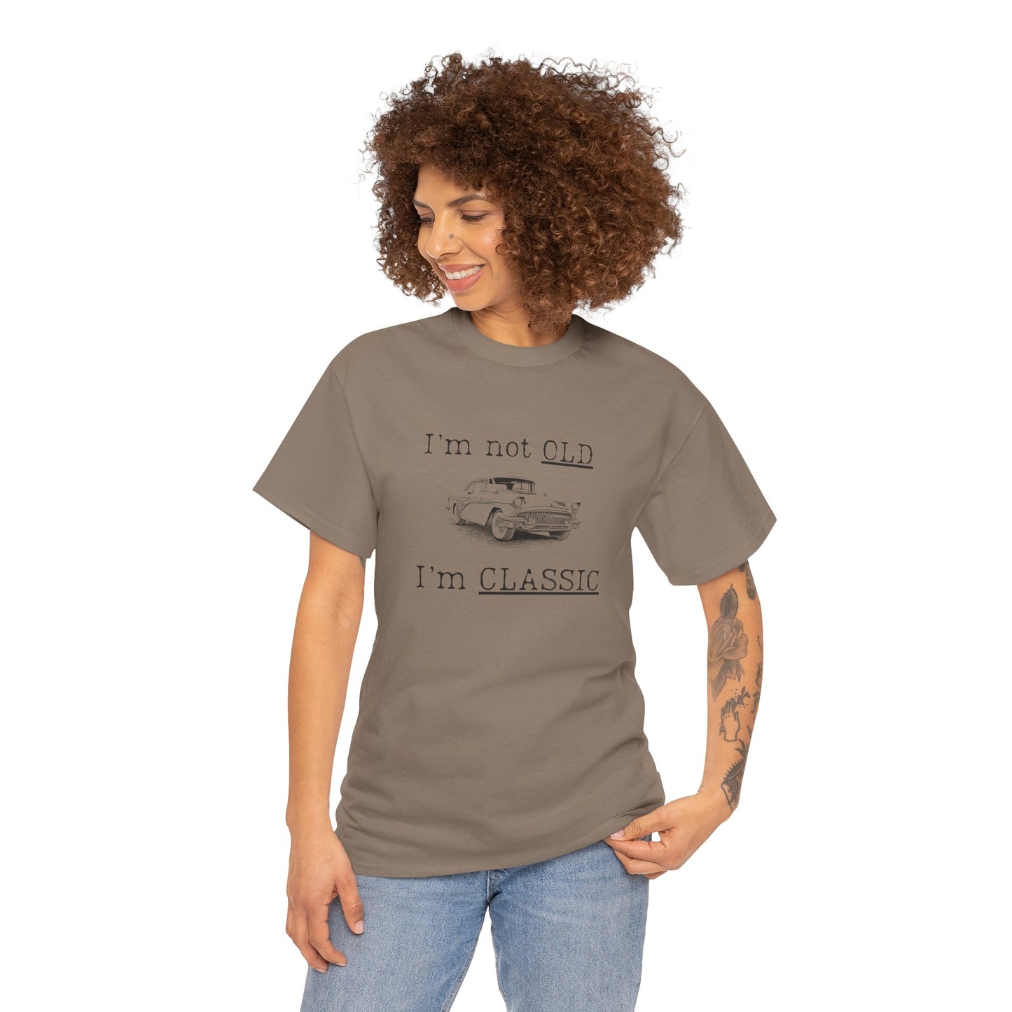 Vintage Car Classic Tee - "I'm Not OLD I'm CLASSIC" Unisex Heavy Cotton T-Shirt