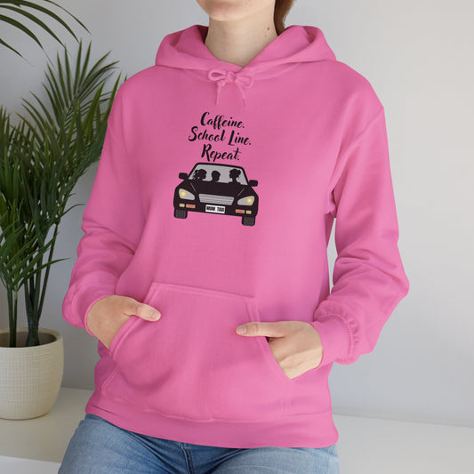 Caffeine, Car, Time Repeat Hoodie | Cozy Unisex Sweatshirt for Coffee Lovers