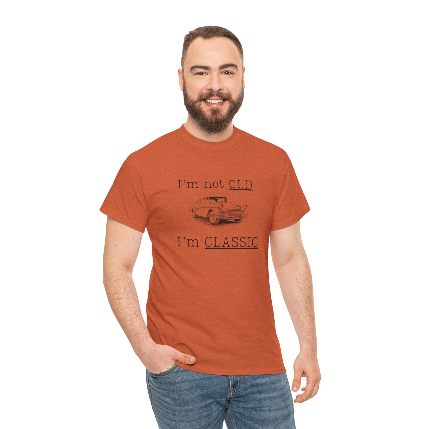 Vintage Car Classic Tee - "I'm Not OLD I'm CLASSIC" Unisex Heavy Cotton T-Shirt