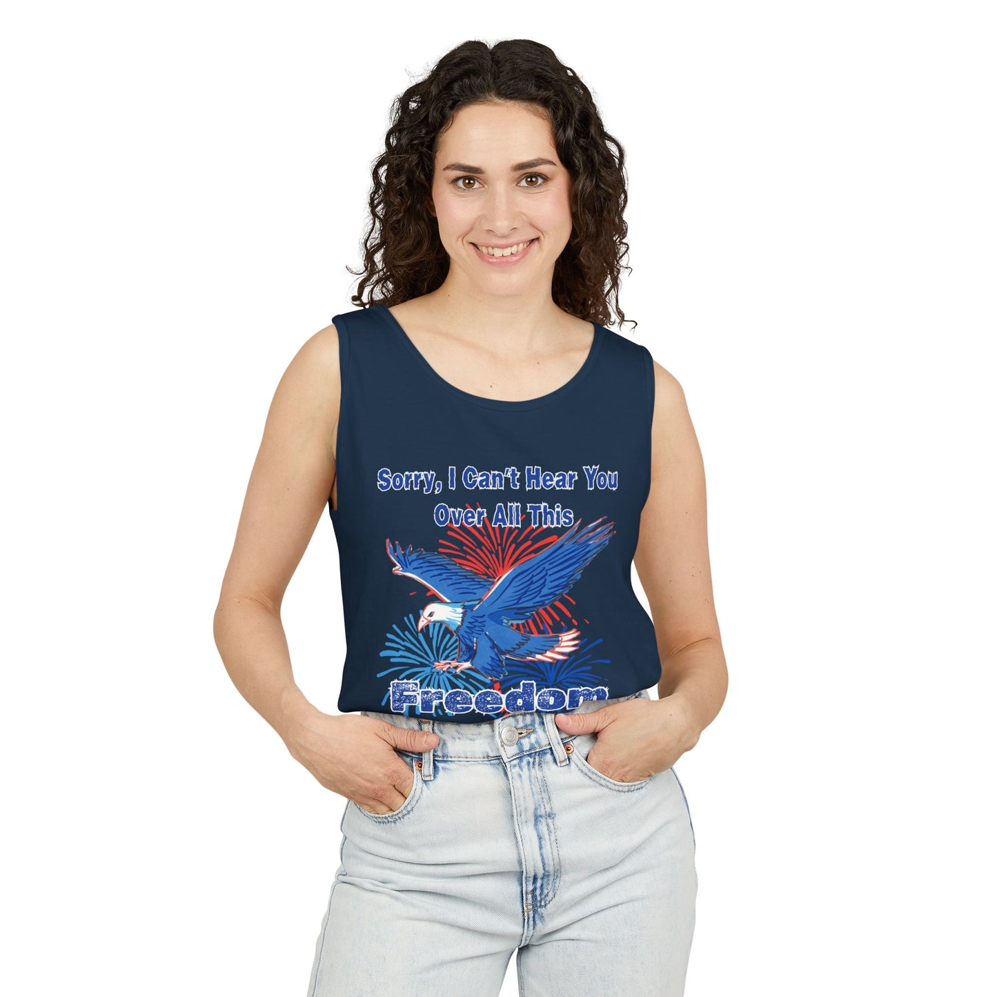Patriotic Freedom Tank Top - Unisex Garment-Dyed Design for Summer Celebrations
