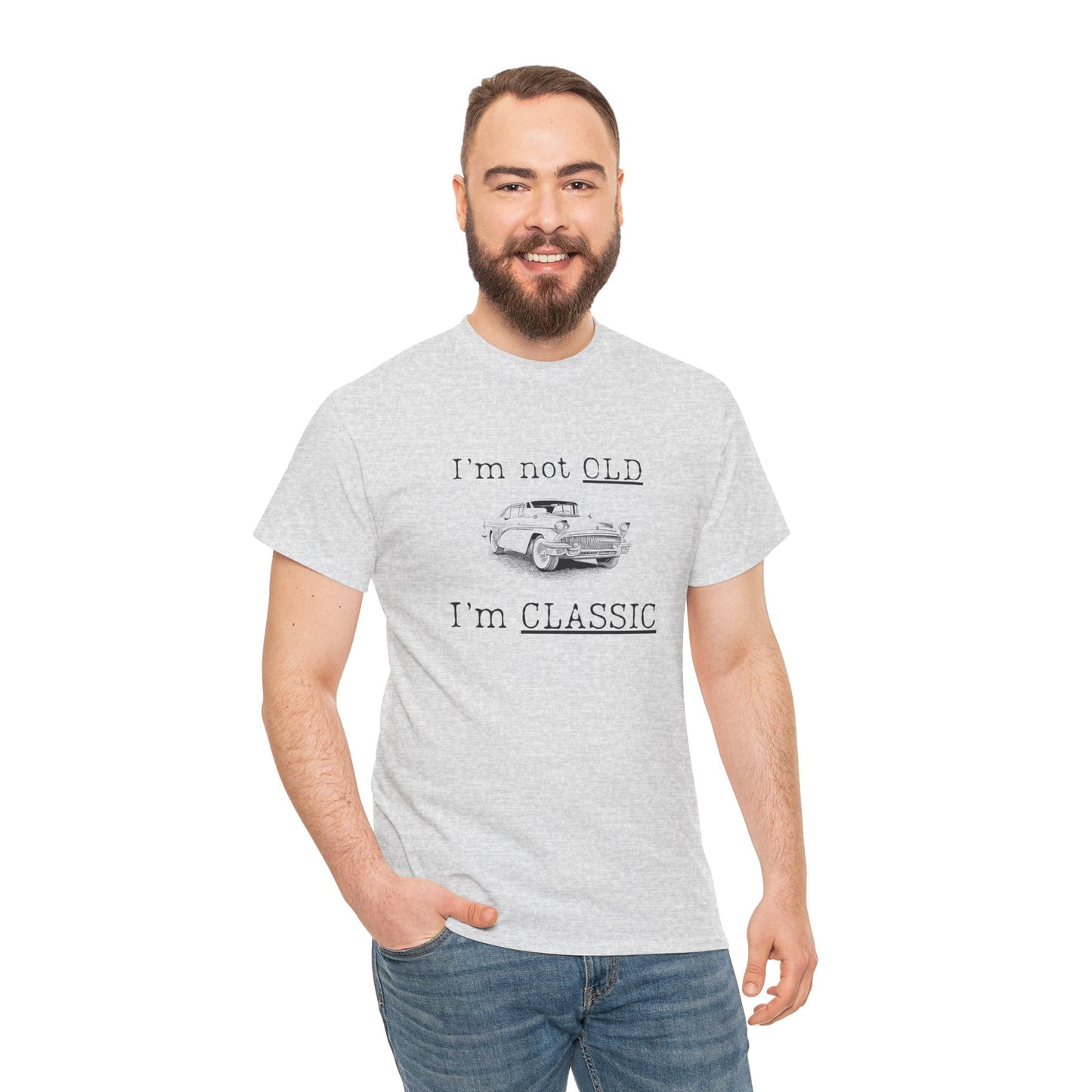 Vintage Car Classic Tee - "I'm Not OLD I'm CLASSIC" Unisex Heavy Cotton T-Shirt