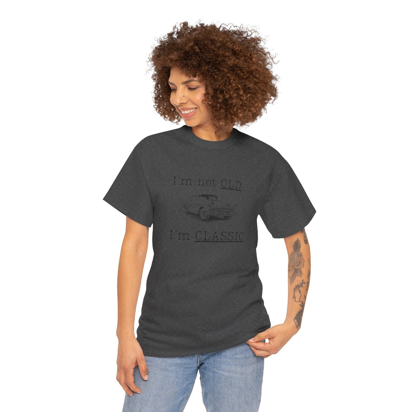 Vintage Car Classic Tee - "I'm Not OLD I'm CLASSIC" Unisex Heavy Cotton T-Shirt