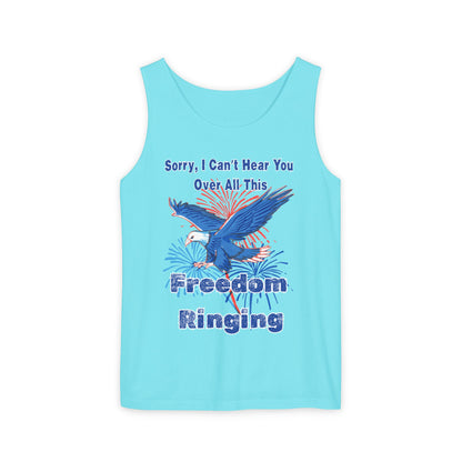 Patriotic Freedom Tank Top - Unisex Garment-Dyed Design for Summer Celebrations