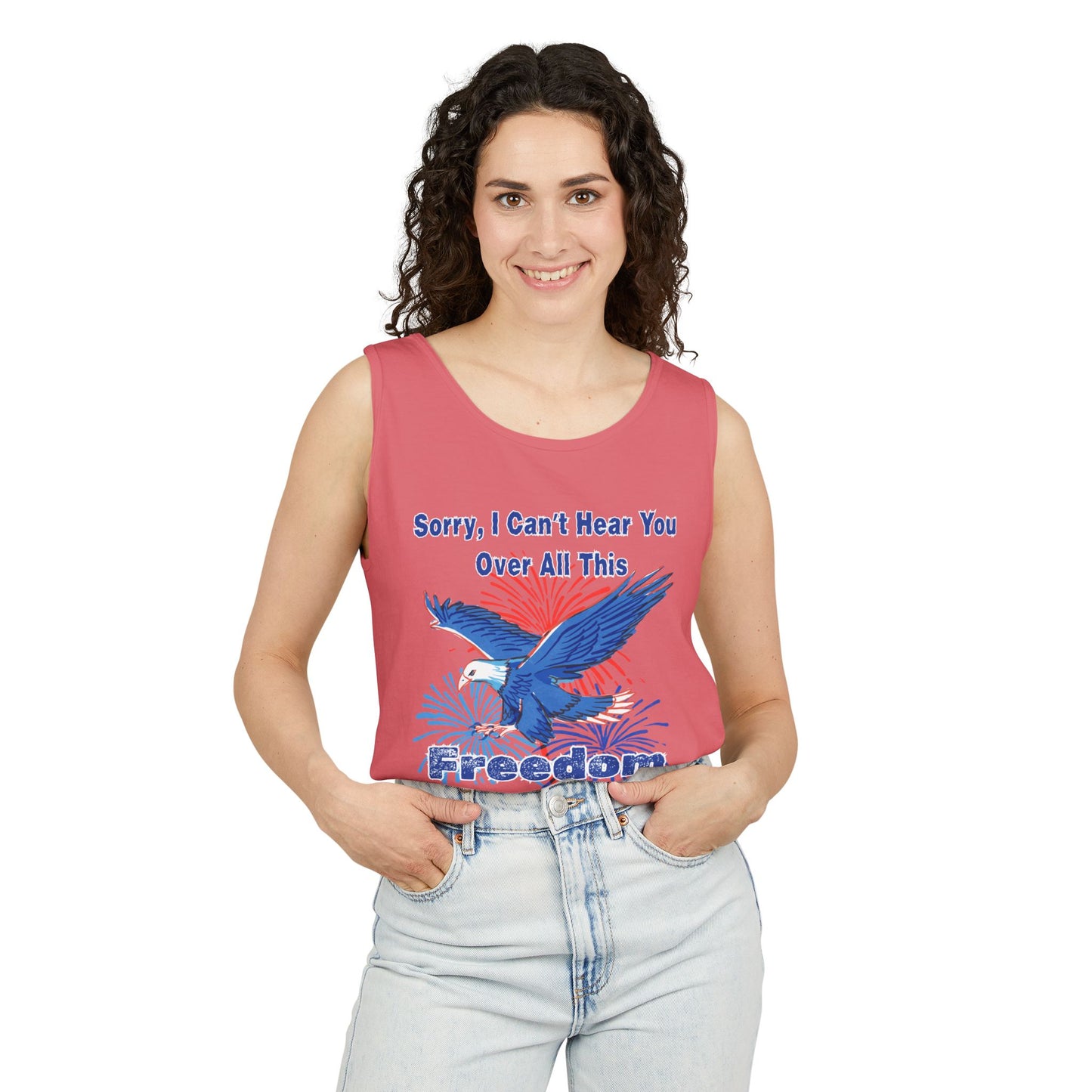 Patriotic Freedom Tank Top - Unisex Garment-Dyed Design for Summer Celebrations