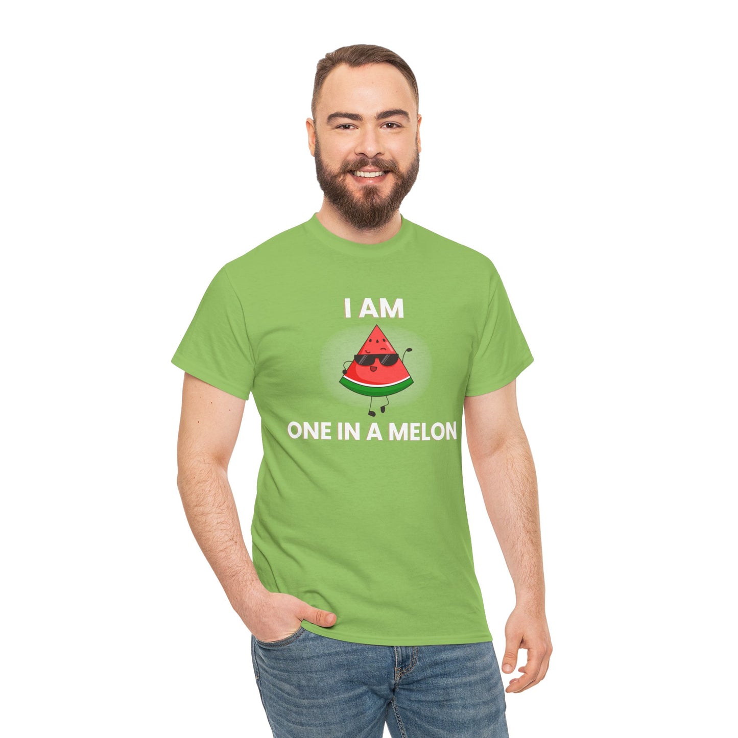 Funny Watermelon T-Shirt - I Am One in a Melon - Unisex Heavy Cotton Tee